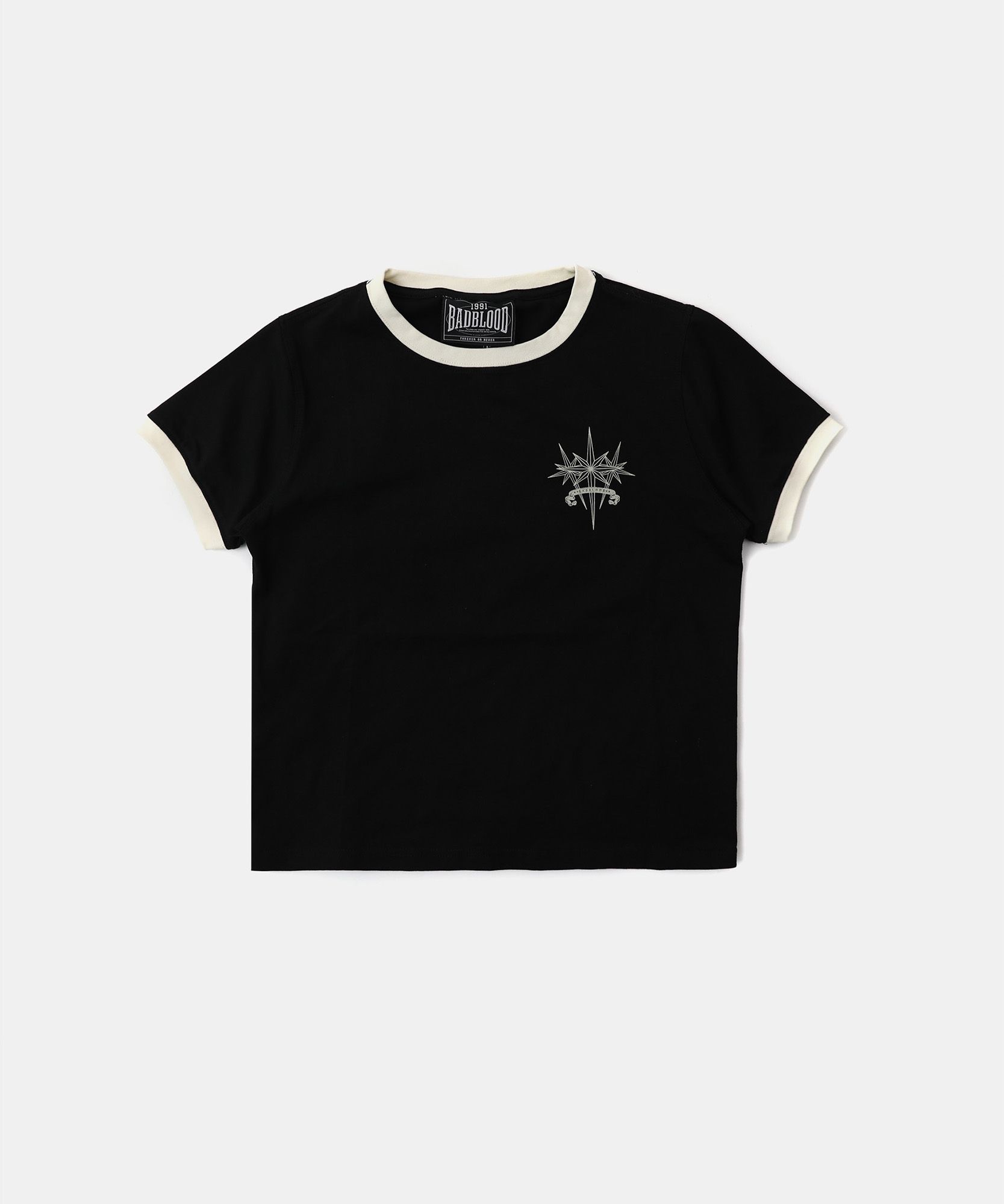 MUSINSA公式 | BADBLOOD Cosmo Triple Patch Ringer T-Shirt - Black