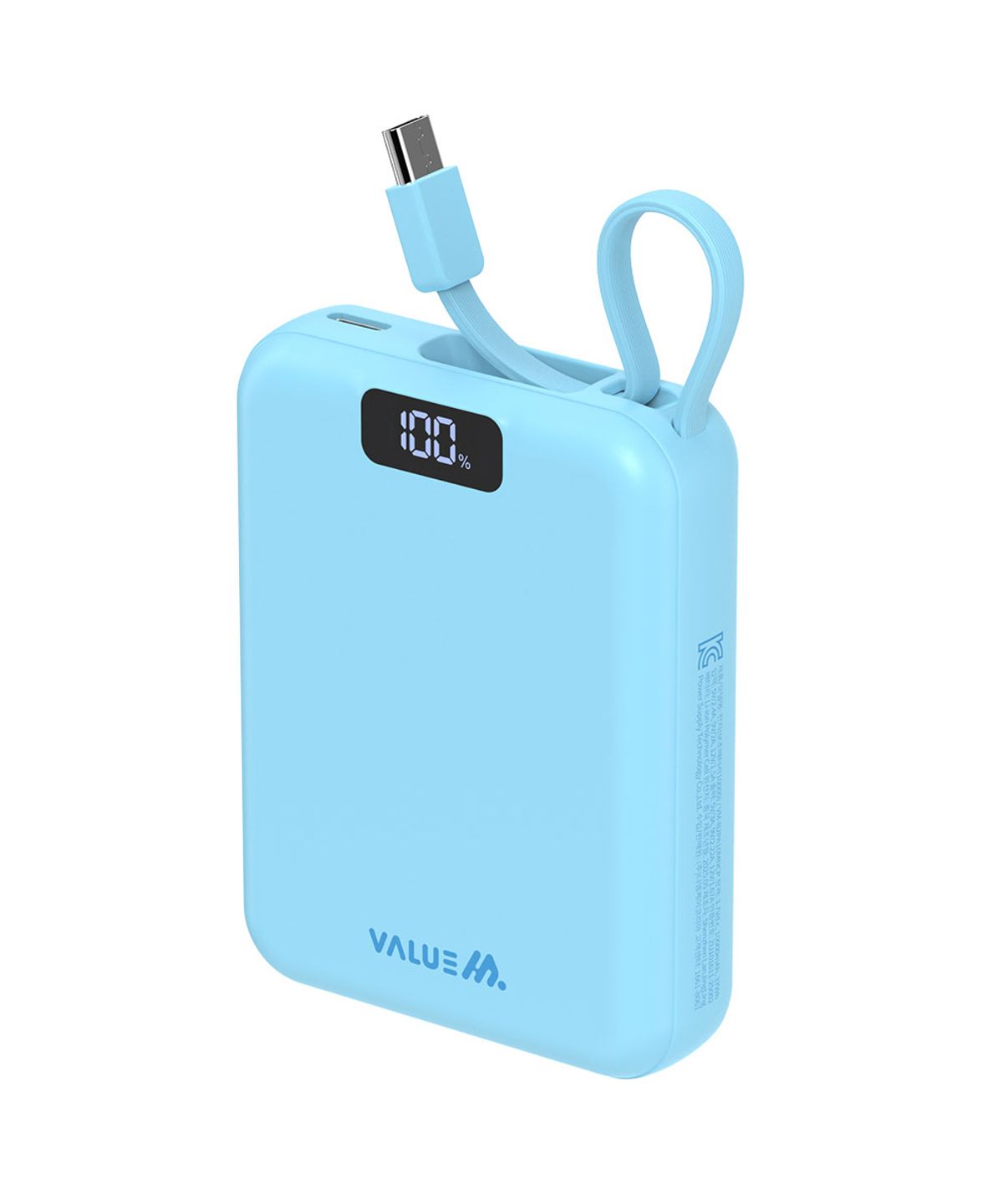 밸류엠(VALUEM) 22.5W 고속충전 미니 보조배터리 10,000mAh C타입 케이블 일체형