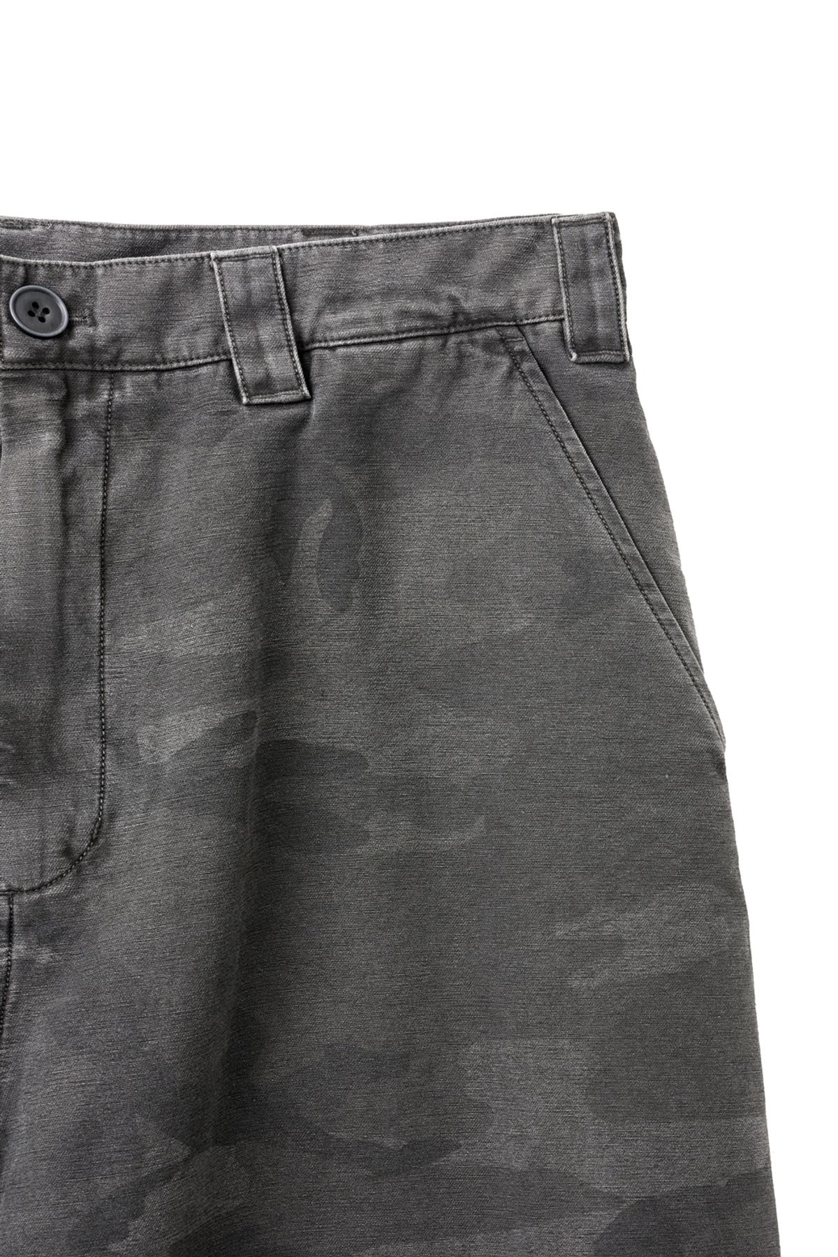 해칭룸(HATCHINGROOM) Snow Shorts Over Dyed Camo Charcoal