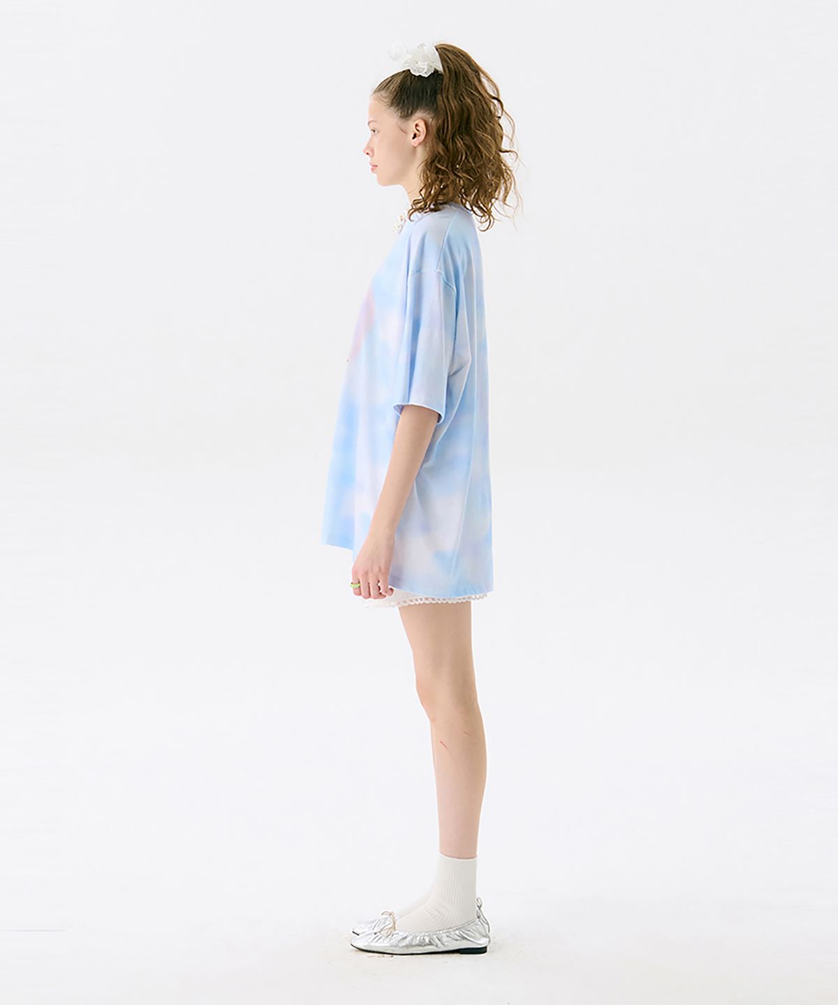 준준스페이스(JUNEJUNE SPACE) Oversized Printed T - CAT_Light Blue(오버사이즈 프린트 티셔츠 - CAT_라이트 블루)