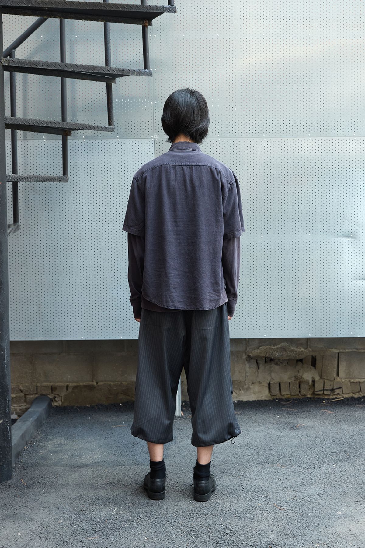 해칭룸(HATCHINGROOM) Snow Shorts Wool Stripe Grey