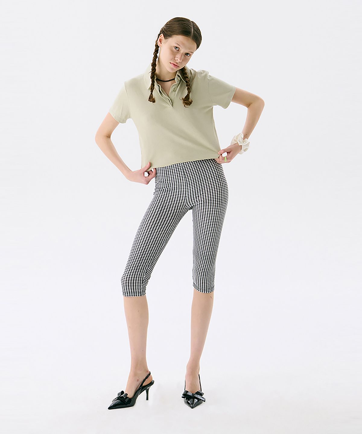 준준스페이스(JUNEJUNE SPACE) VOL13. Crop PK T-shirts_Light Khaki(VOL13. 크롭 PK 티셔츠_라이트 카키)