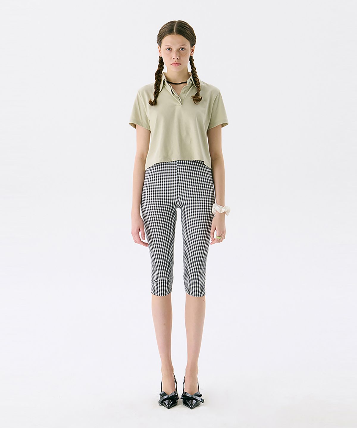 준준스페이스(JUNEJUNE SPACE) VOL13. Crop PK T-shirts_Light Khaki(VOL13. 크롭 PK 티셔츠_라이트 카키)