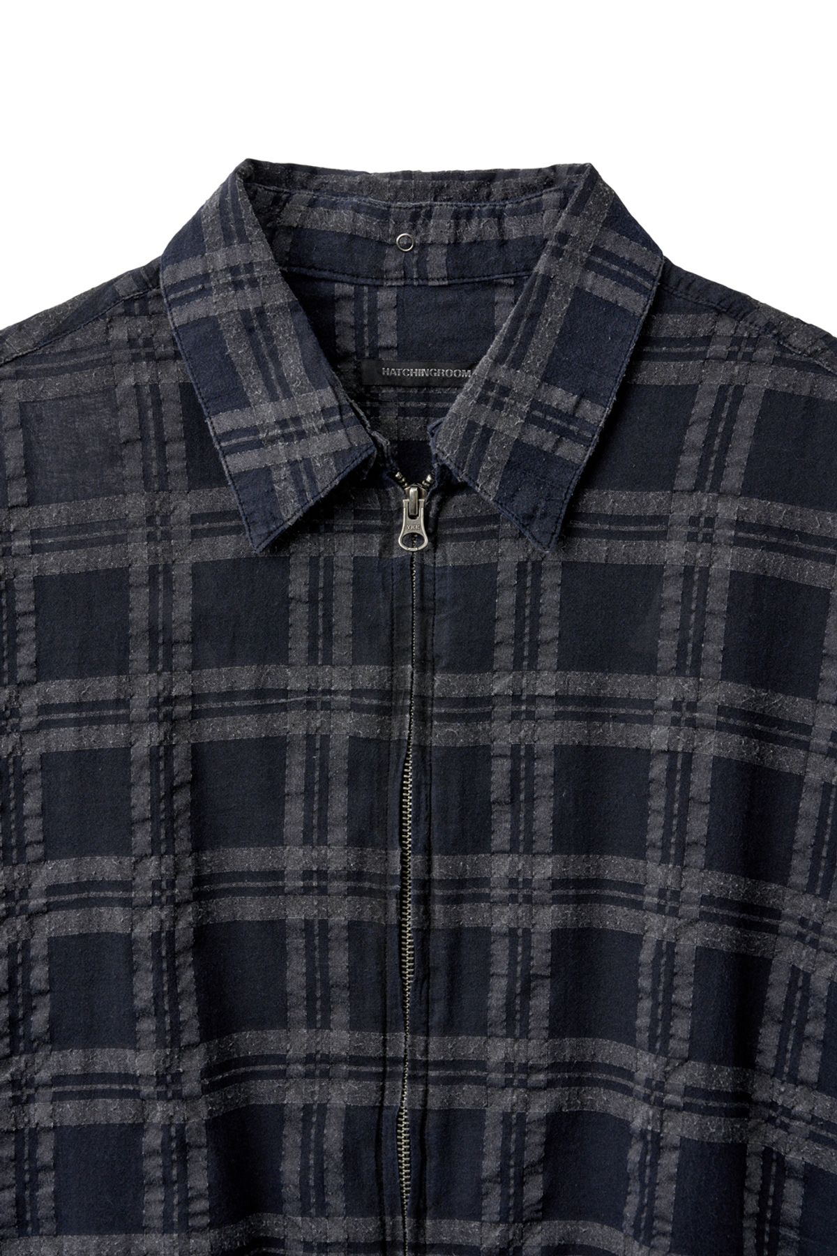 해칭룸(HATCHINGROOM) Shirket Over Dyed Check Dark Navy