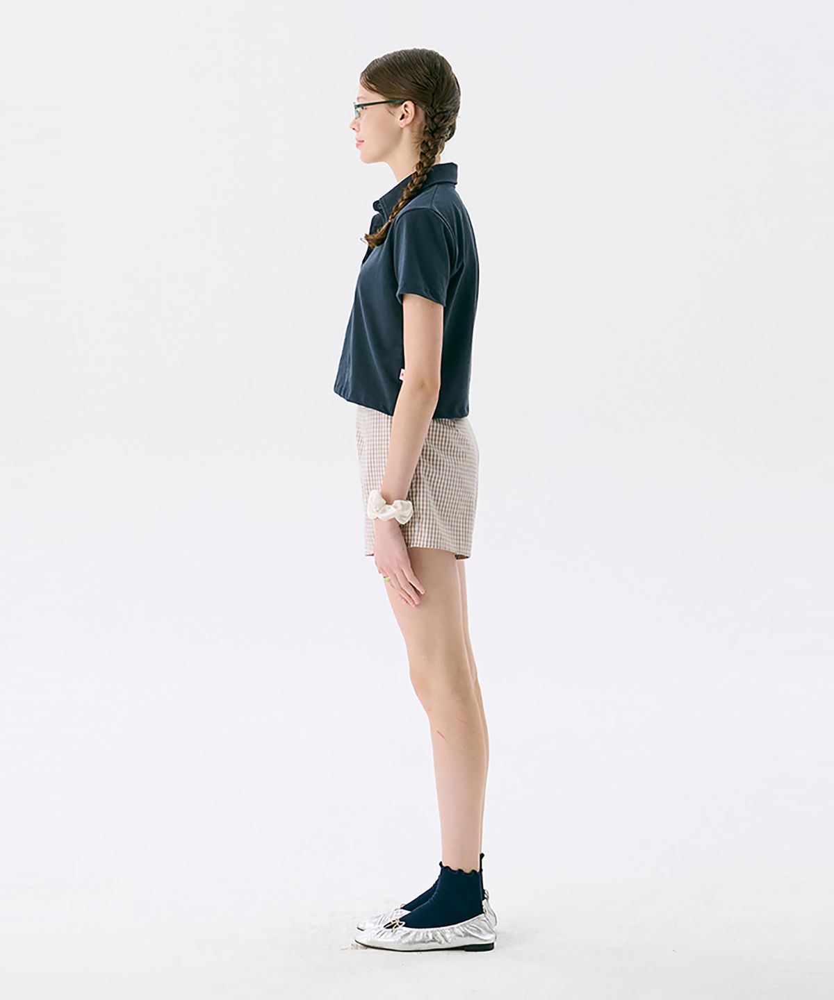 준준스페이스(JUNEJUNE SPACE) VOL13. Crop PK T-shirts_Navy(VOL13. 크롭 PK 티셔츠_네이비)