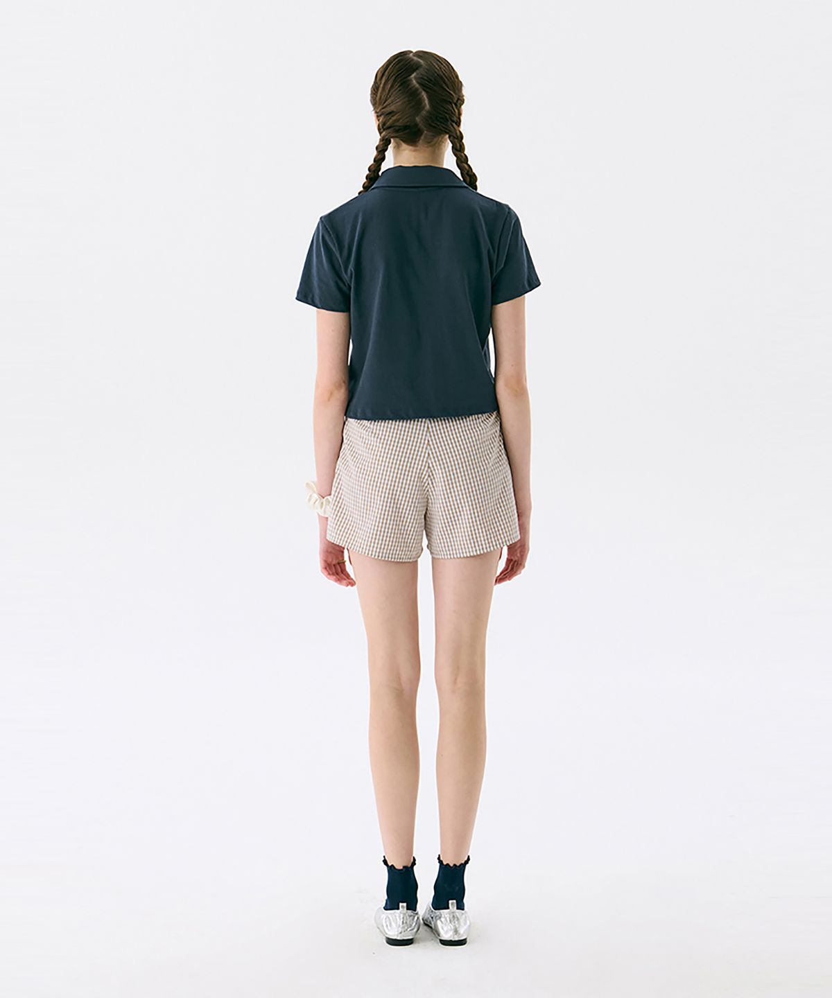 준준스페이스(JUNEJUNE SPACE) VOL13. Crop PK T-shirts_Navy(VOL13. 크롭 PK 티셔츠_네이비)