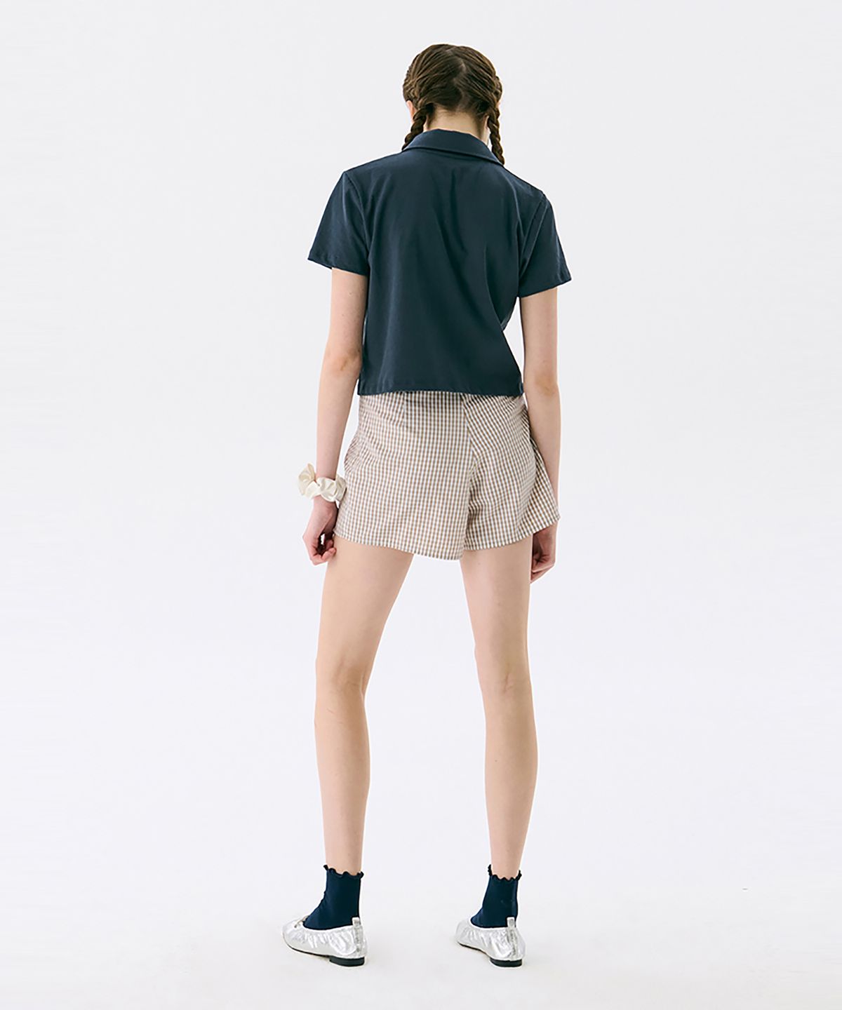 준준스페이스(JUNEJUNE SPACE) VOL13. Crop PK T-shirts_Navy(VOL13. 크롭 PK 티셔츠_네이비)