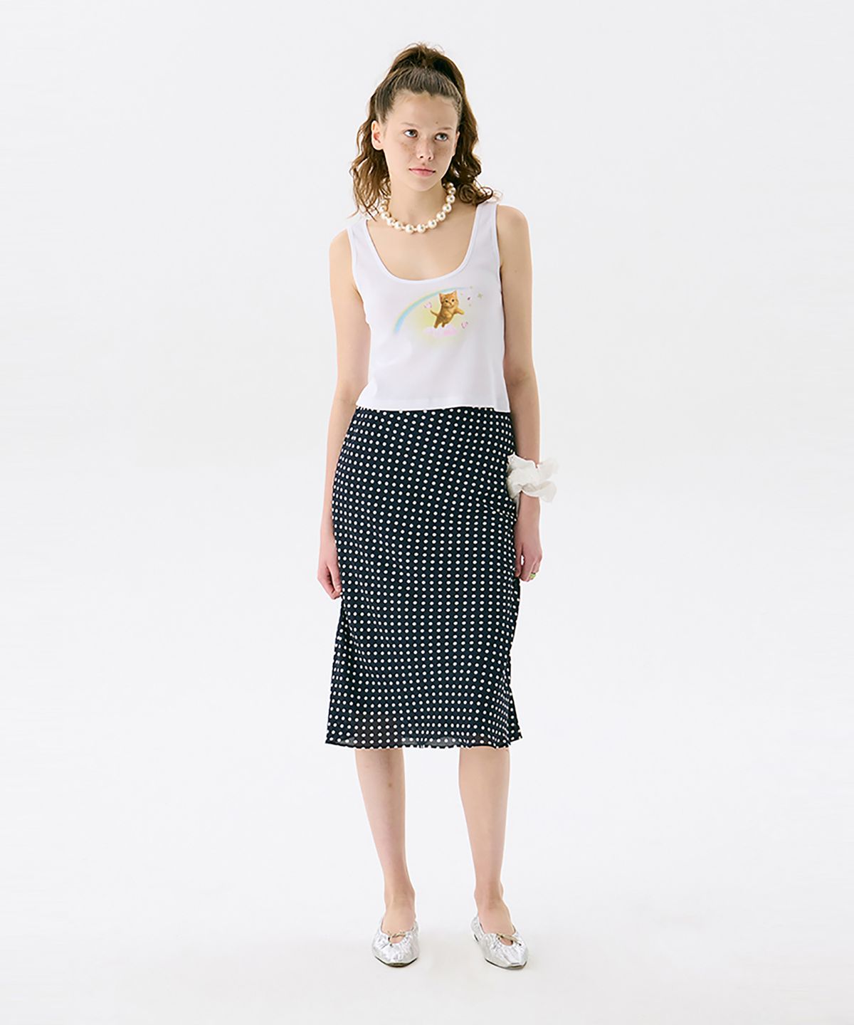 준준스페이스(JUNEJUNE SPACE) Cat Printed Sleeveless T_White(고양이 프린트 민소매 티셔츠_화이트)