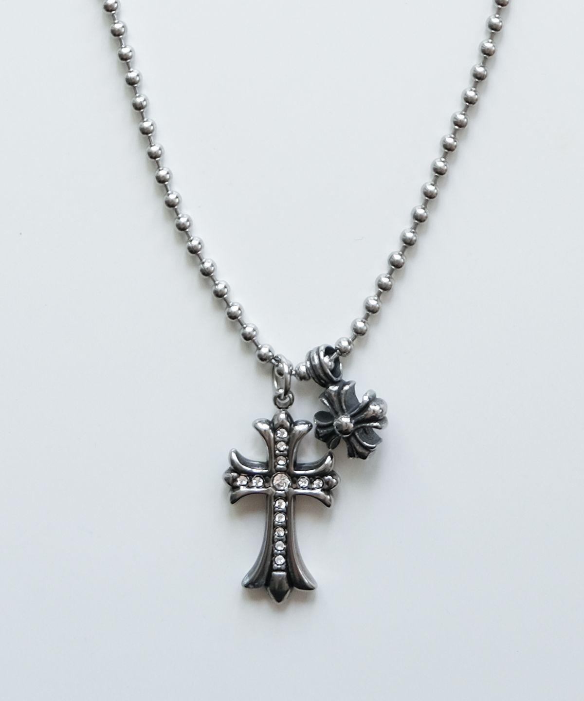 네이키드블러드(NAKEDBLOOD) [HANDMADE] Double Cross Charm Necklace