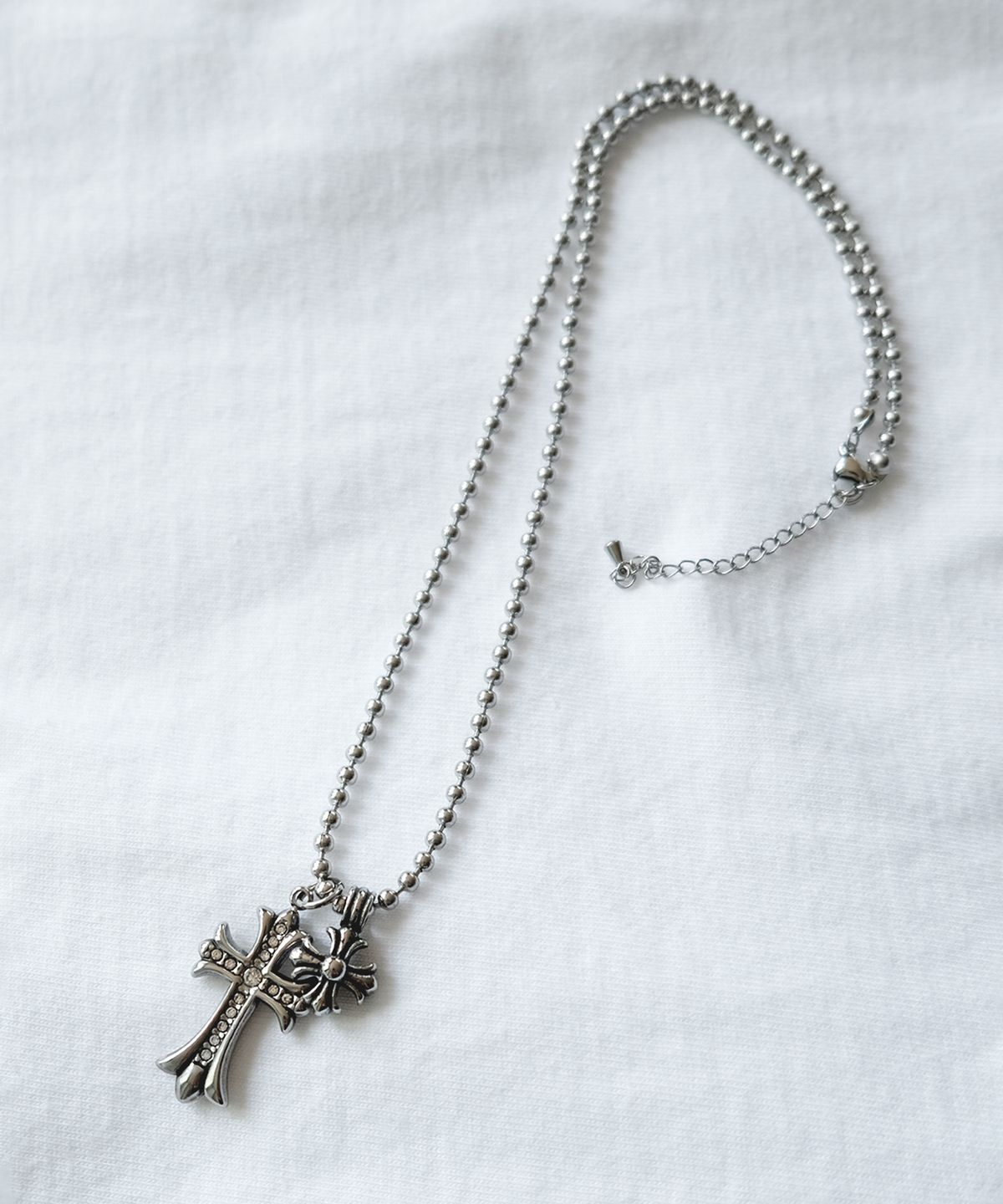 네이키드블러드(NAKEDBLOOD) [HANDMADE] Double Cross Charm Necklace
