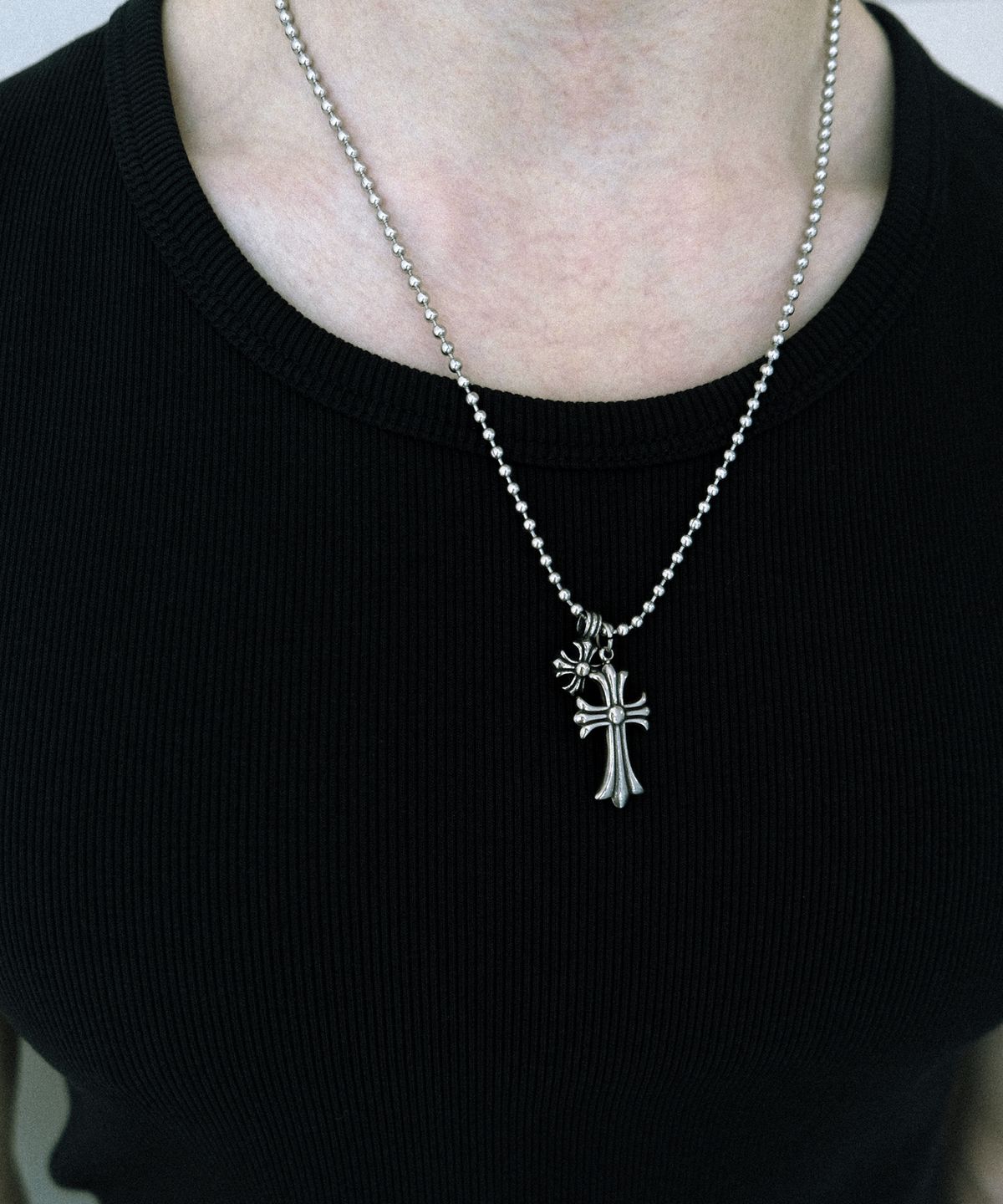 네이키드블러드(NAKEDBLOOD) [HANDMADE] Double Cross Charm Necklace