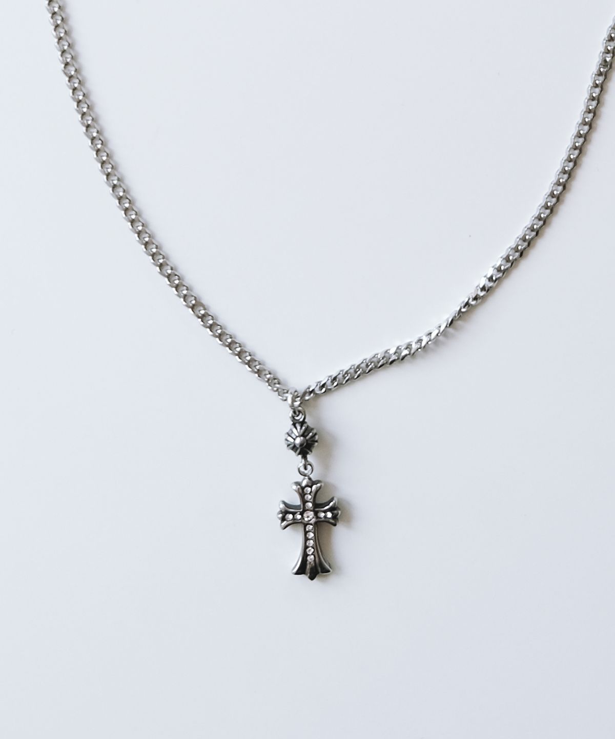 네이키드블러드(NAKEDBLOOD) [HANDMADE]Silverdrop Halo Cross Necklace