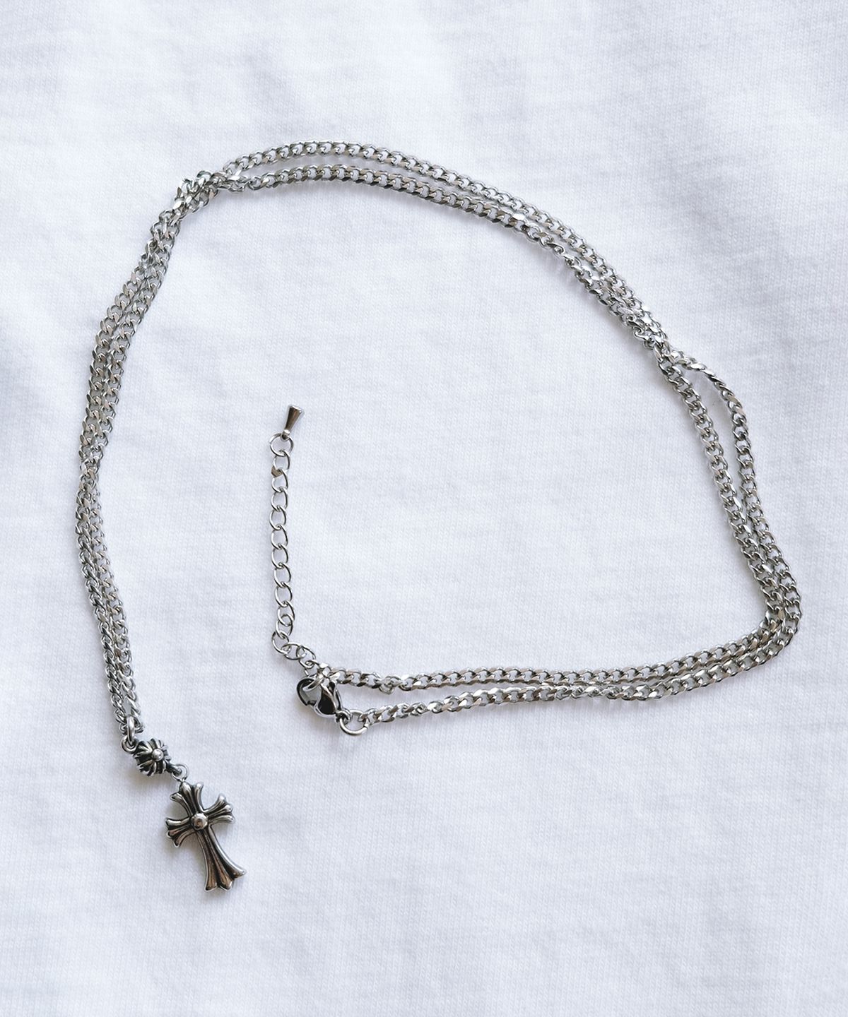 네이키드블러드(NAKEDBLOOD) [HANDMADE]Silverdrop Halo Cross Necklace
