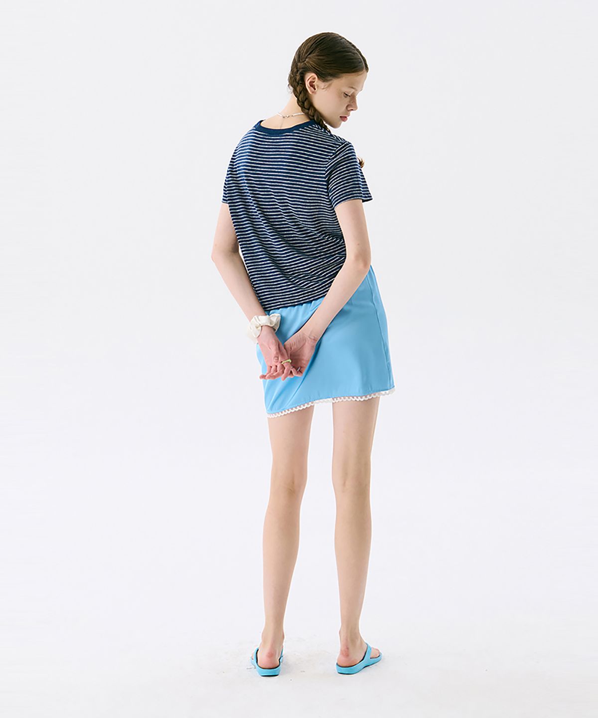 준준스페이스(JUNEJUNE SPACE) Lace Mini Skirt_Light Blue(레이스 미니 스커트_라이트 블루)