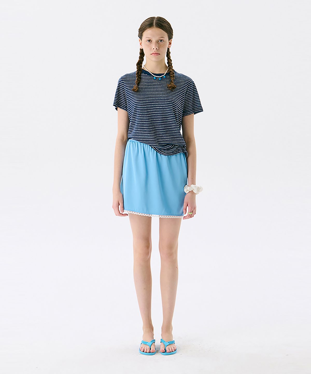준준스페이스(JUNEJUNE SPACE) Lace Mini Skirt_Light Blue(레이스 미니 스커트_라이트 블루)