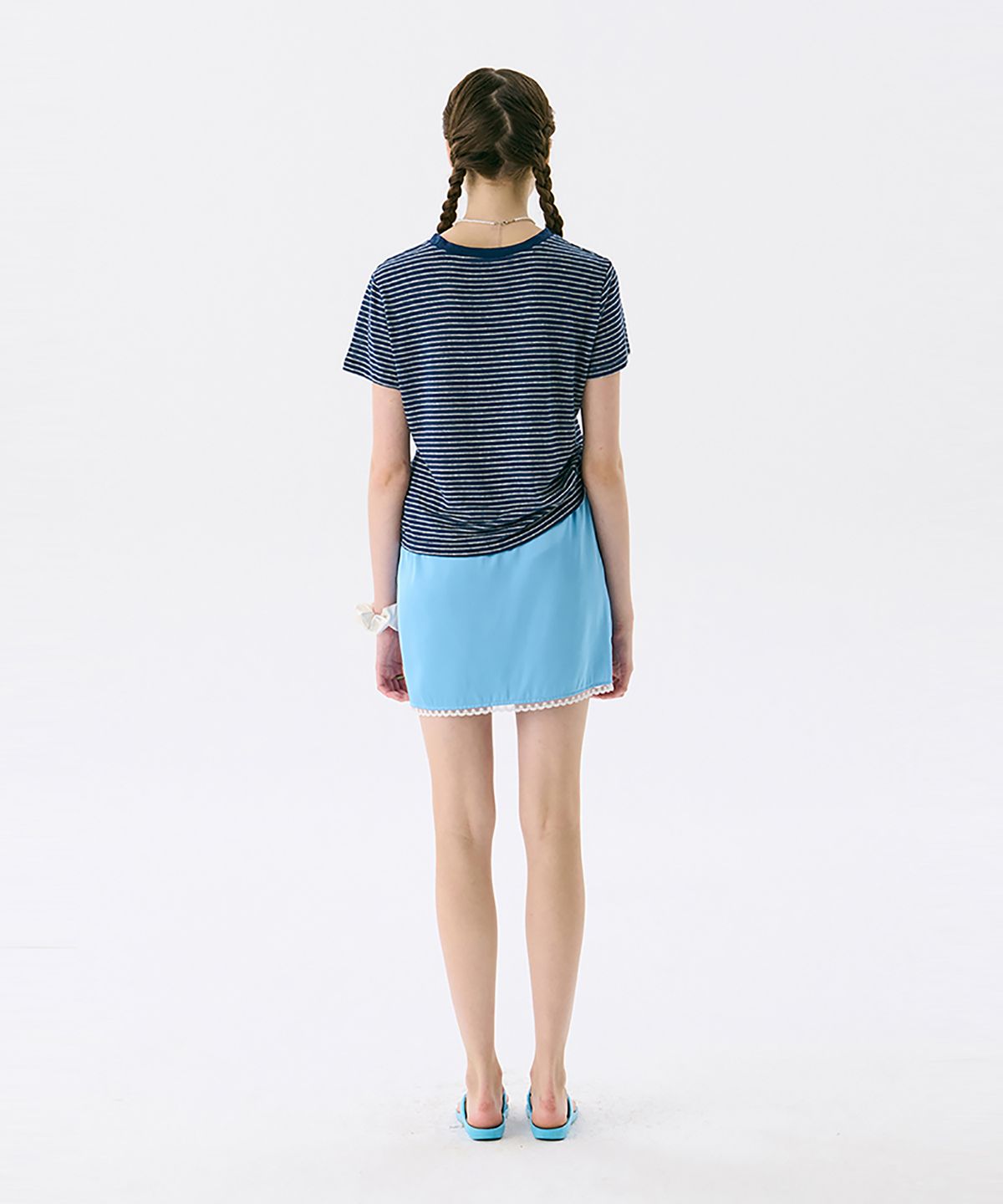 준준스페이스(JUNEJUNE SPACE) Lace Mini Skirt_Light Blue(레이스 미니 스커트_라이트 블루)