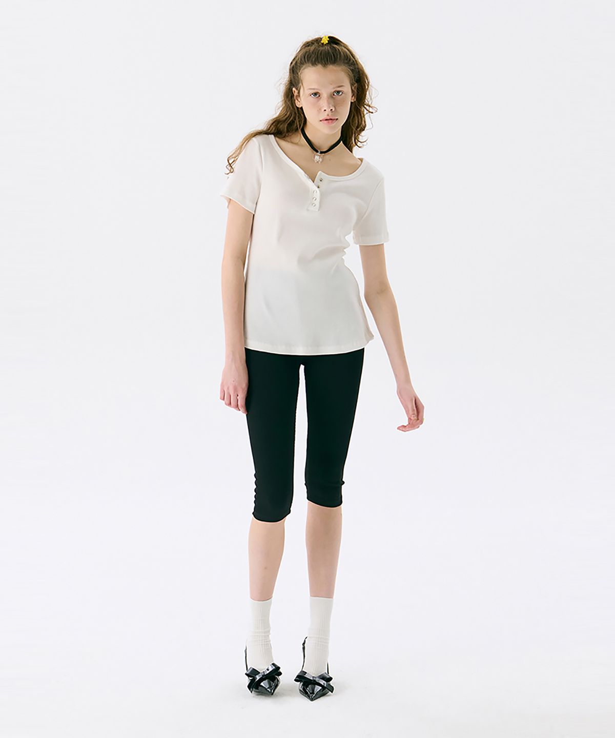 준준스페이스(JUNEJUNE SPACE) Capri leggings_Black (카프리 레깅스_블랙)