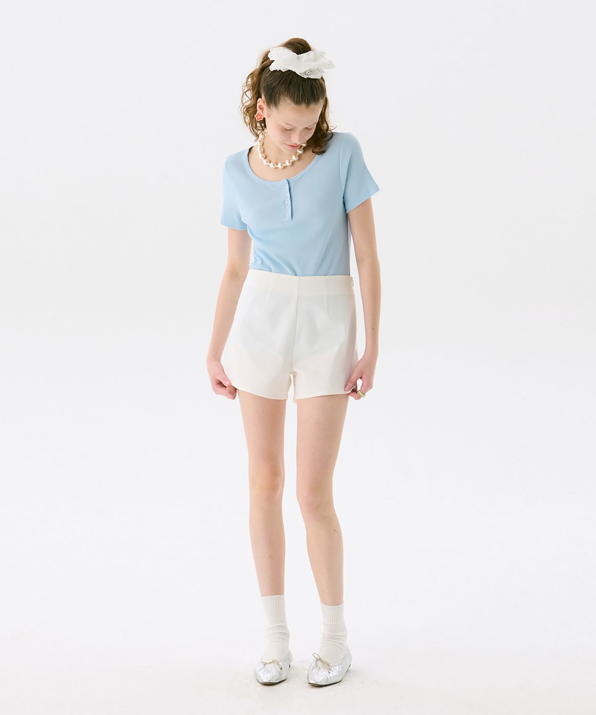 준준스페이스(JUNEJUNE SPACE) Pattern Shorts_White(패턴 반바지_화이트)