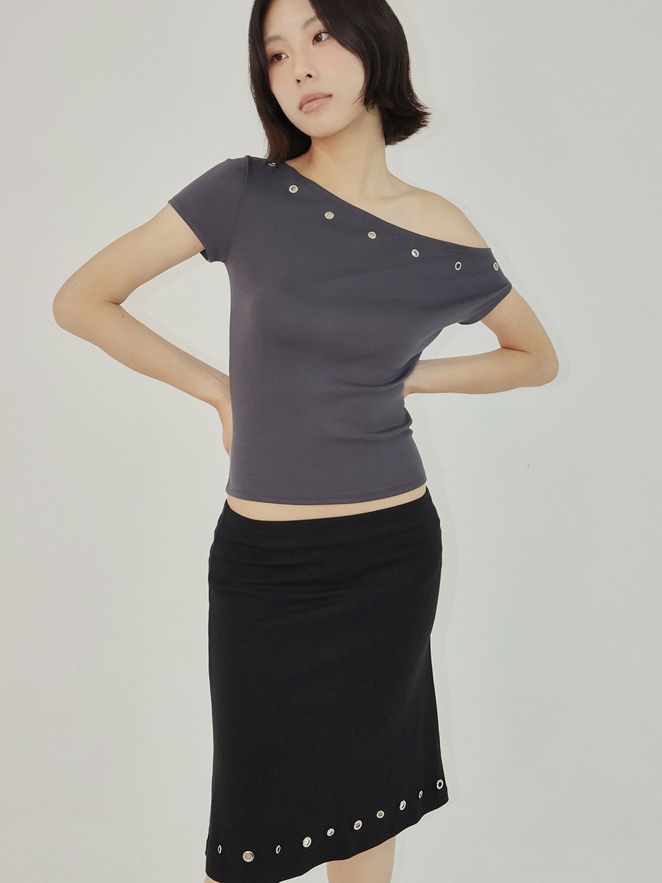 MUSINSA公式 | ASURA EYELET SKIRT (BLACK)