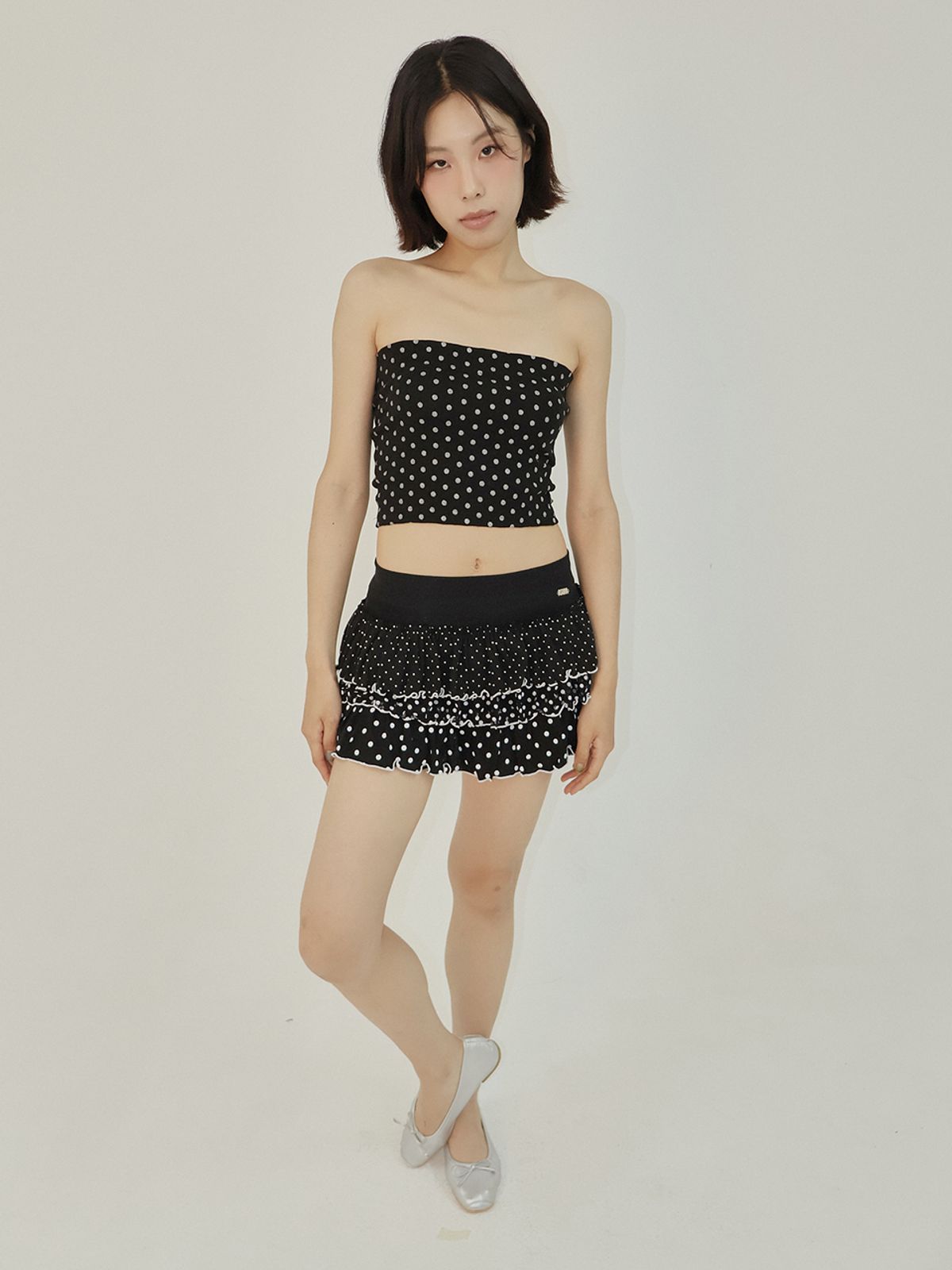 아수라(ASURA) LACE DOT CANCAN SKIRT (BLACK)