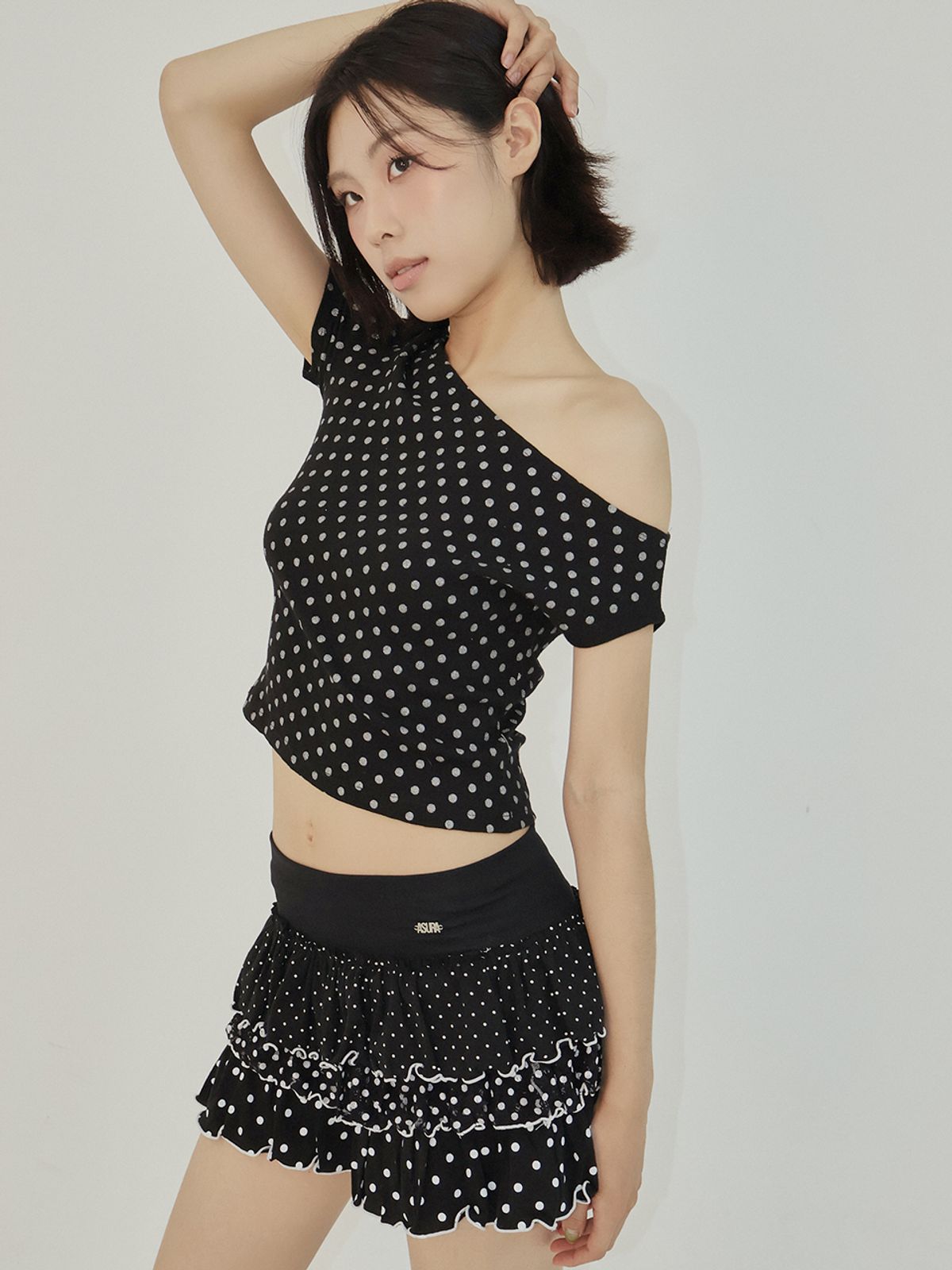 아수라(ASURA) LACE DOT CANCAN SKIRT (BLACK)