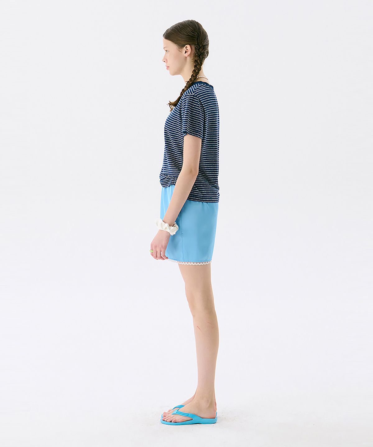 준준스페이스(JUNEJUNE SPACE) Stripe Fitted T_Navy(스트라이프 핏 티셔츠_네이비)