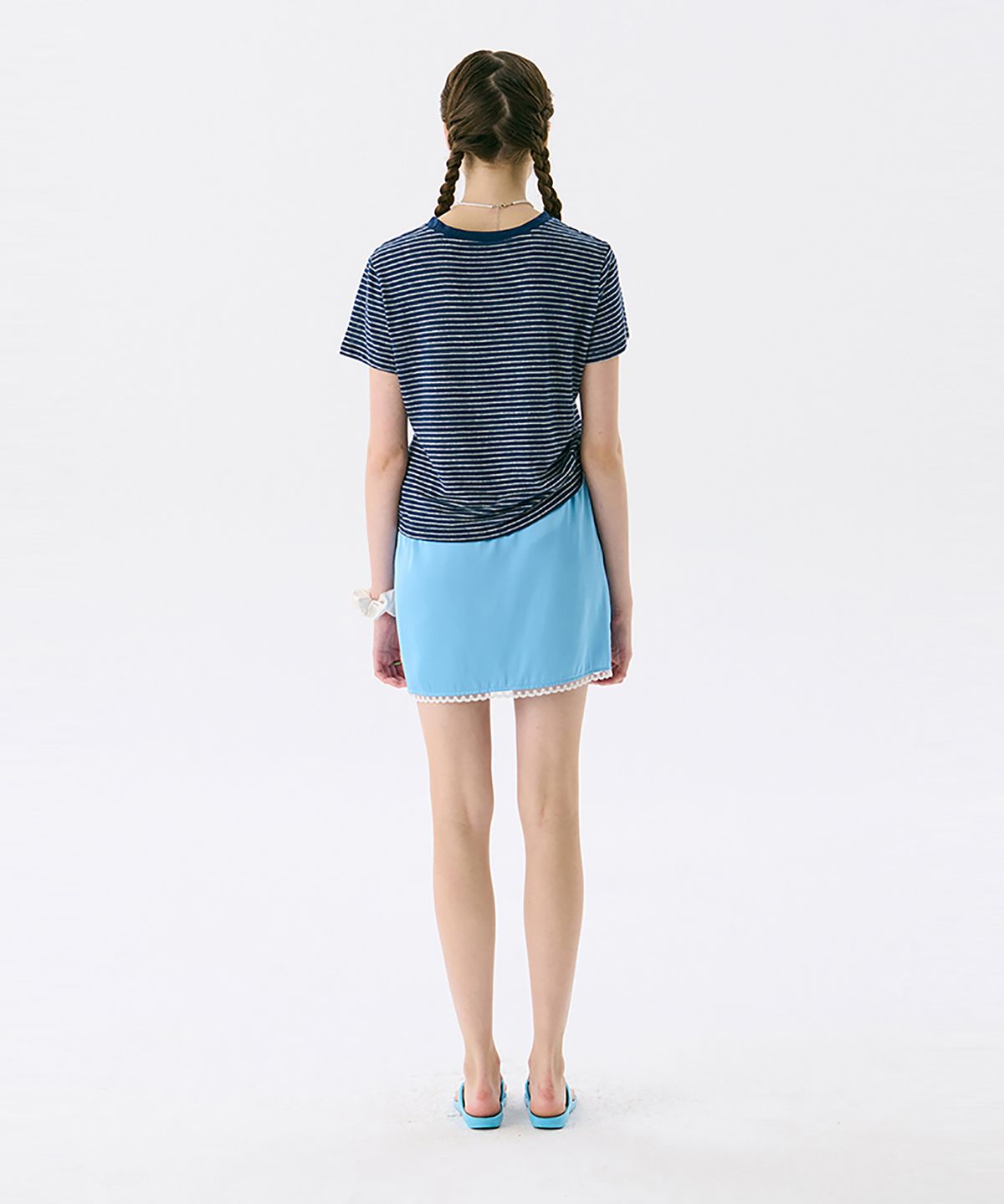 준준스페이스(JUNEJUNE SPACE) Stripe Fitted T_Navy(스트라이프 핏 티셔츠_네이비)