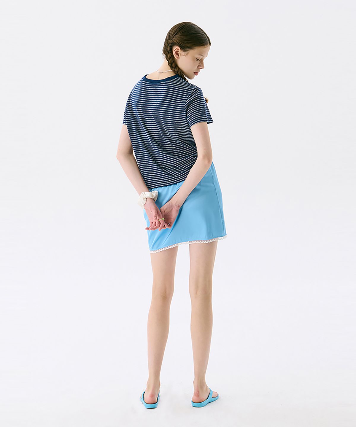 준준스페이스(JUNEJUNE SPACE) Stripe Fitted T_Navy(스트라이프 핏 티셔츠_네이비)