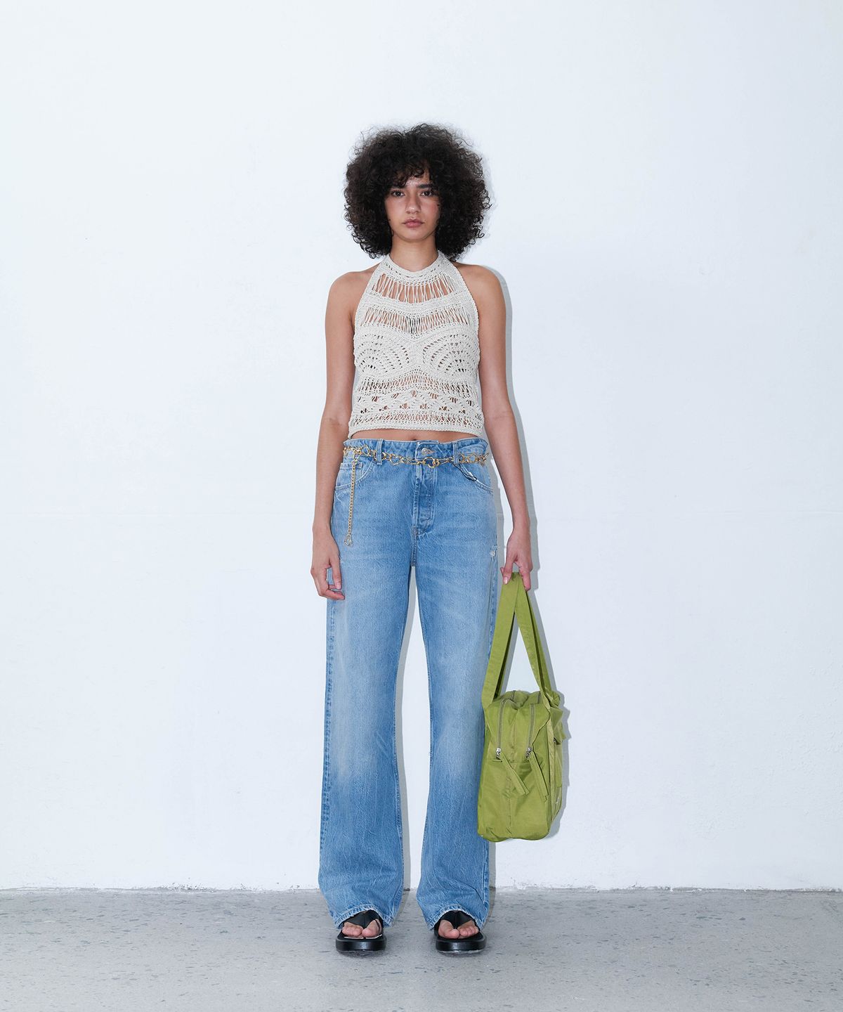 크리스틴프로젝트(CHRISTINE PROJECT) LITE TWO ZIPPER NYLON BAG LARGE(LIME OLIVE)