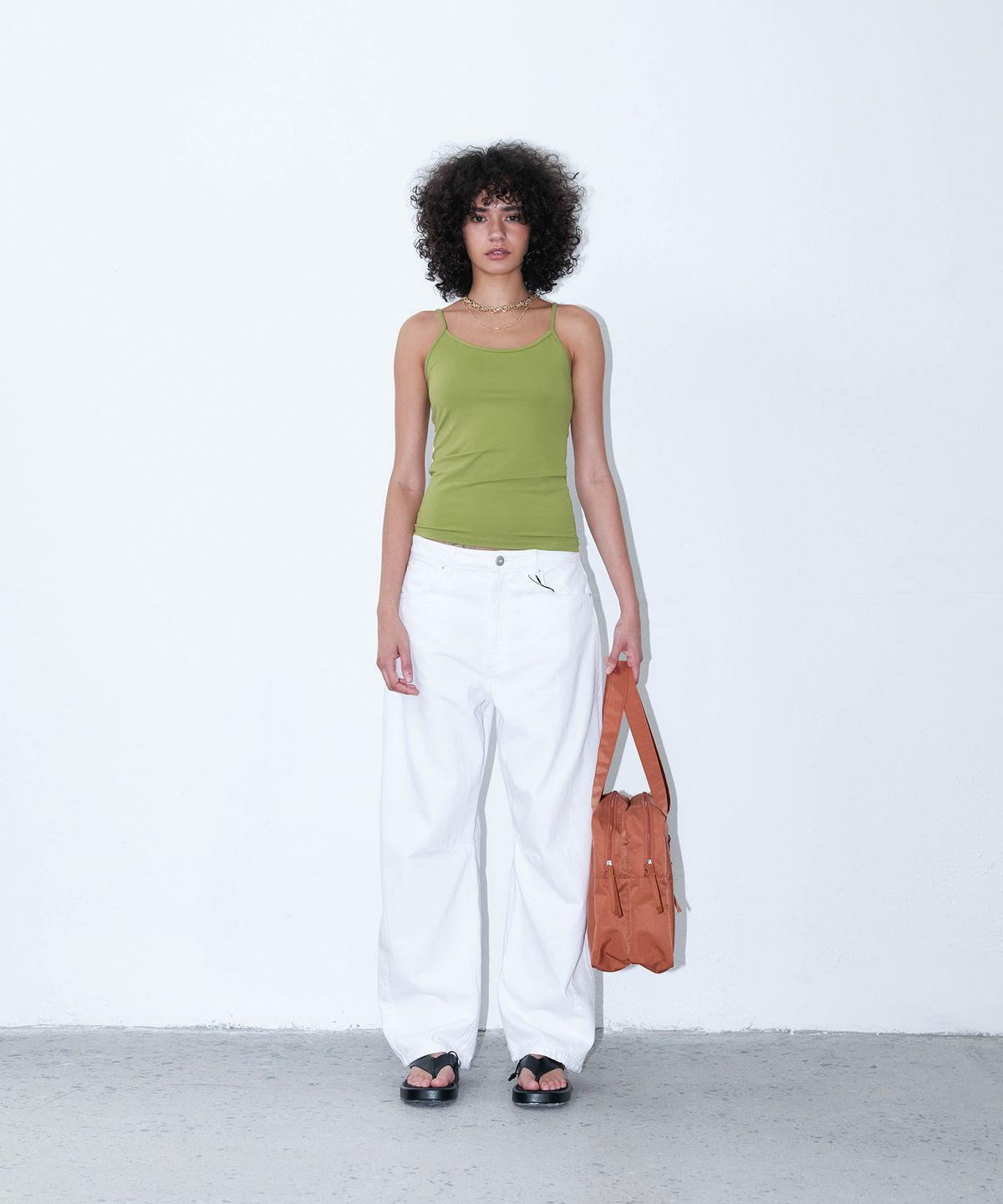 크리스틴프로젝트(CHRISTINE PROJECT) LITE TWO ZIPPER NYLON BAG LARGE(CREAM CARROT)