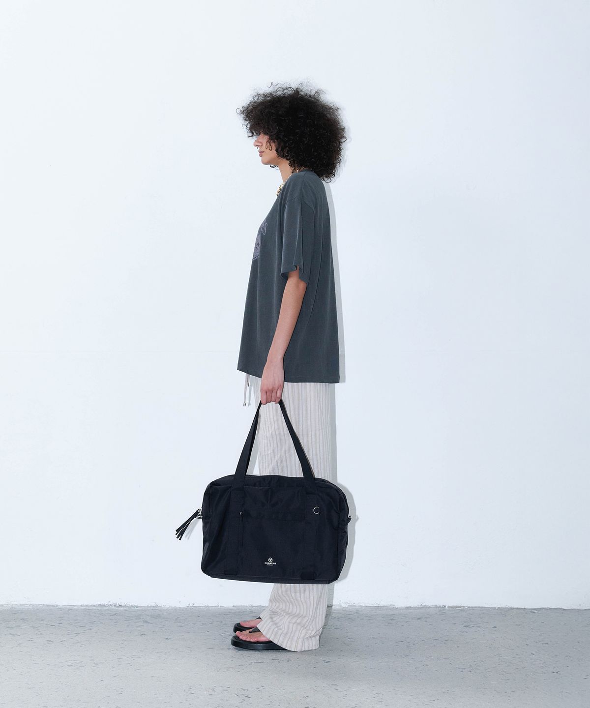 크리스틴프로젝트(CHRISTINE PROJECT) LITE TWO ZIPPER NYLON BAG LARGE(BLACK PEPPER)