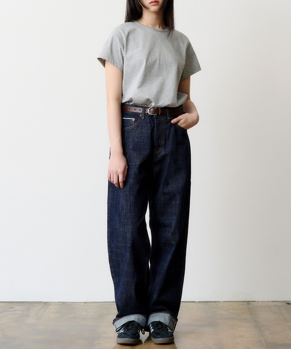 덴메이드(DENMADE) (WOMEN) DEN0881 Selvedge Wide Tapered (Mid indigo)