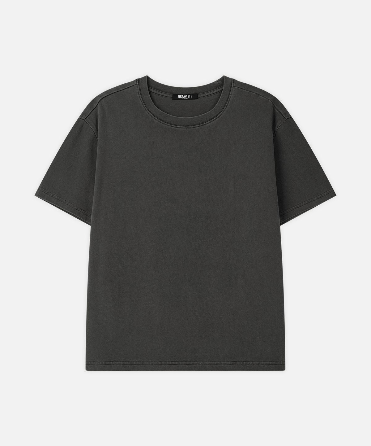 드로우핏(DRAW FIT) 헤일 코튼 크롭 하프 피그먼트 티셔츠 [CHARCOAL]