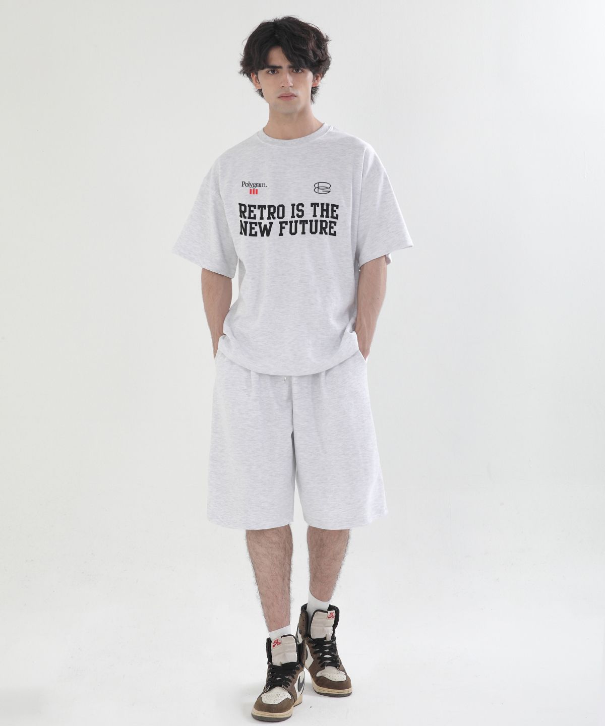 폴리그램(POLYGRAM) [SET] 뉴퓨처 특양면 오버핏 반팔 + 버뮤다 팬츠 셋업