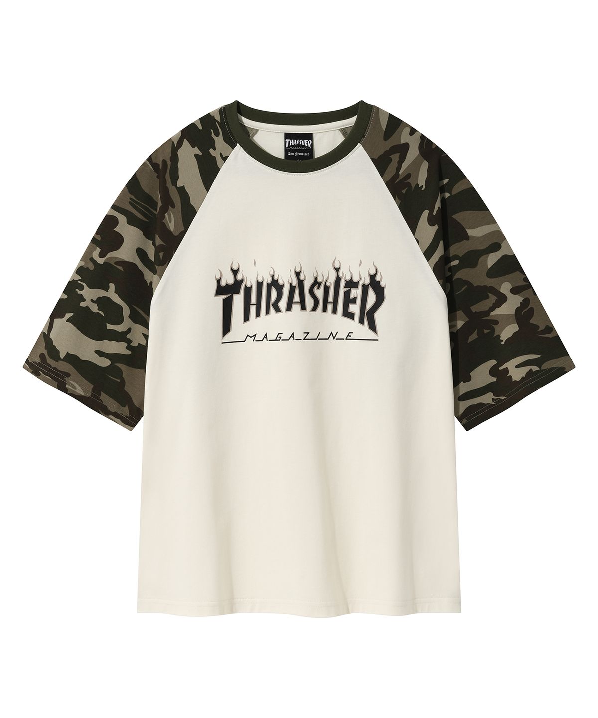 트레셔(THRASHER) 플레임 레글런 반팔 티셔츠 카모