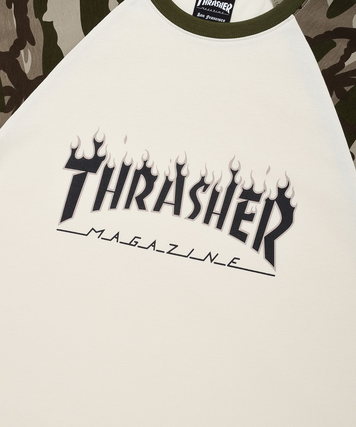 트레셔(THRASHER) 플레임 레글런 반팔 티셔츠 카모