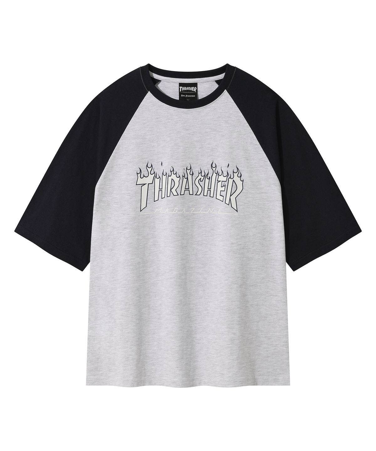 트레셔(THRASHER) 플레임 레글런 반팔 티셔츠 네이비
