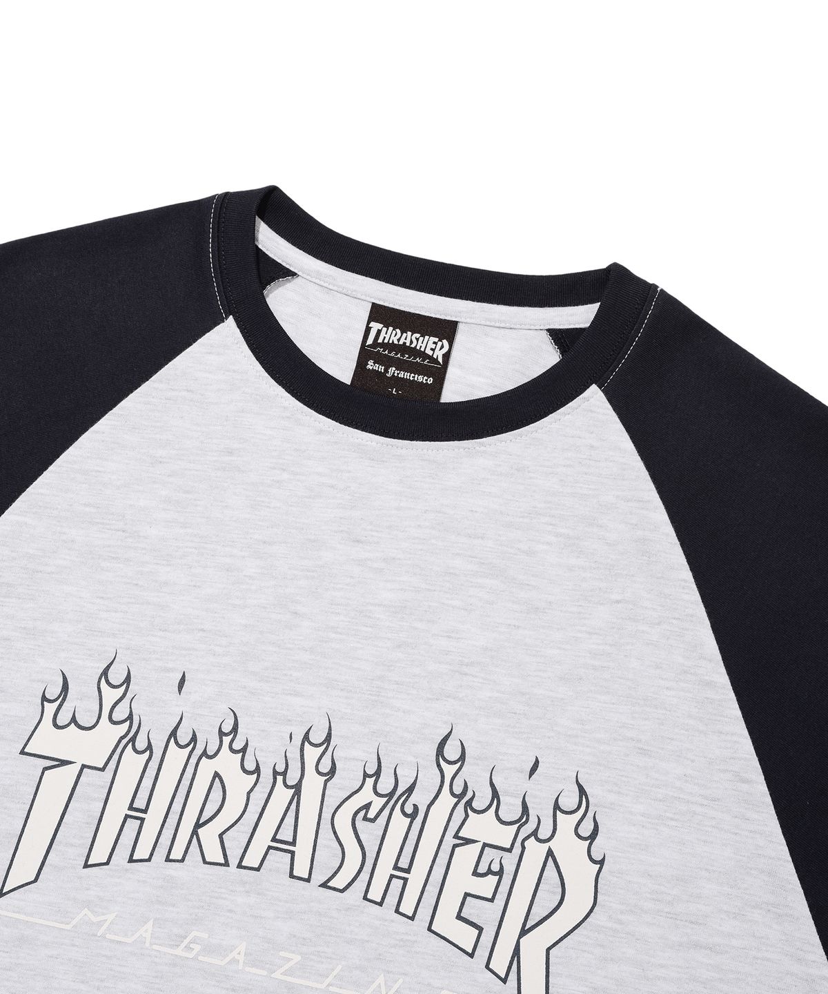 트레셔(THRASHER) 플레임 레글런 반팔 티셔츠 네이비