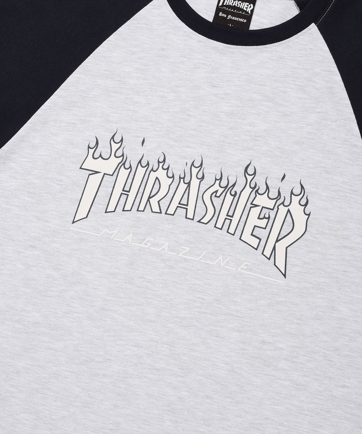 트레셔(THRASHER) 플레임 레글런 반팔 티셔츠 네이비