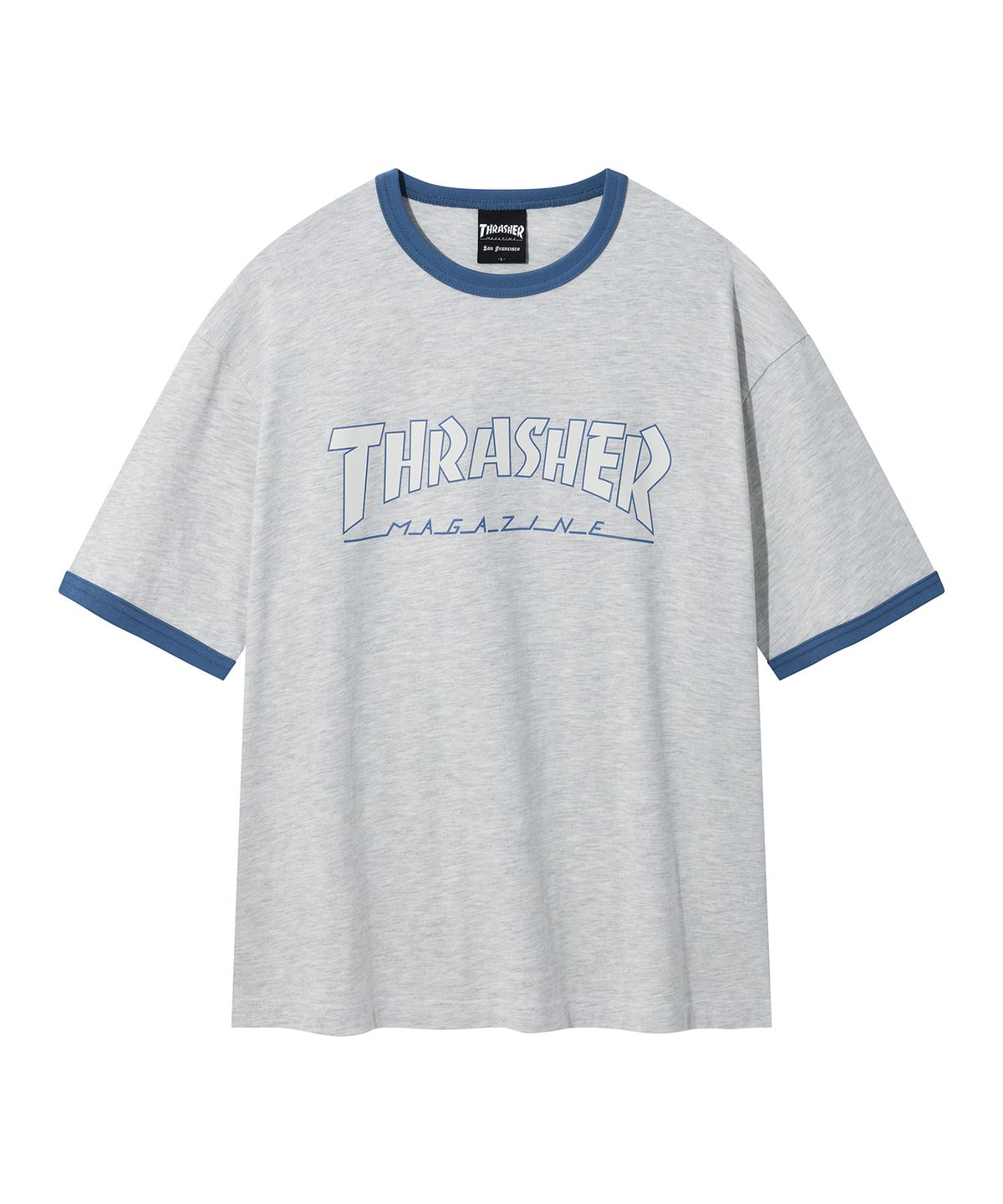 트레셔(THRASHER) 매거진 링거 반팔 티셔츠 라이트 그레이