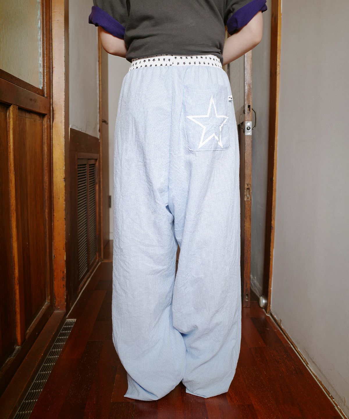 카비시(CAVISH) W CHECK LOUNGE PANTS BLUE(CV2FMFPA59A)