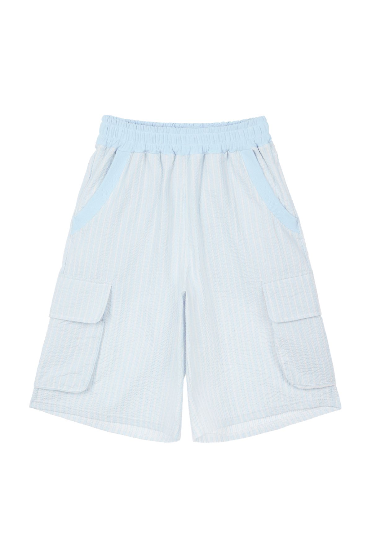 다이닛(DEINET) DEINET STRIPE BERMUDA SWEAT PANTS IN LIGHT BLUE