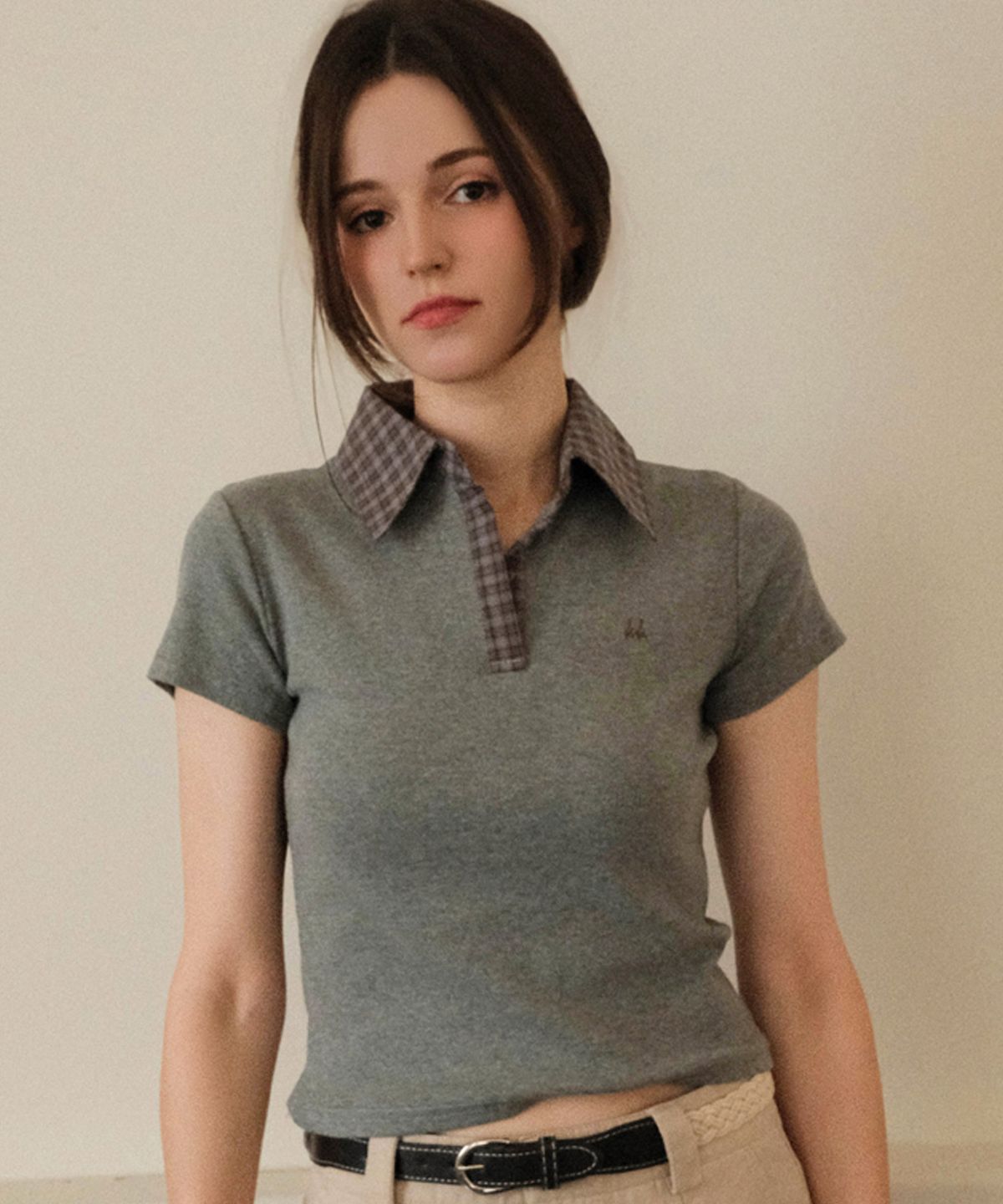 쿨키튼(KOOLKITTEN) Windsor Check Detail Slim T-Shirts