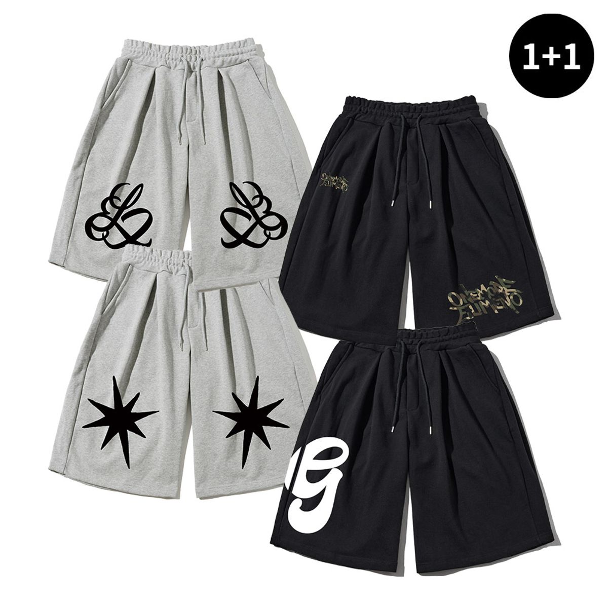 엘리메노(ELIMENO) [SET] EL Drop 아트 투턱 헤비 버뮤다 팬츠 4종 2pack