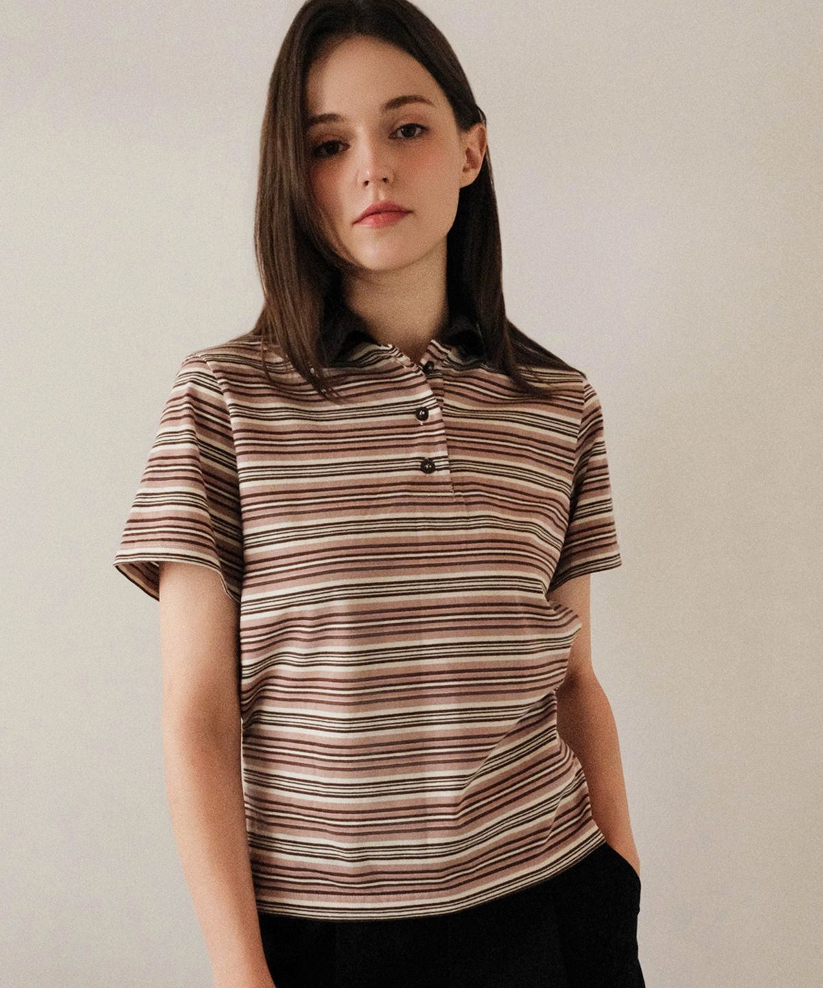 쿨키튼(KOOLKITTEN) Koolkitten Stripe Ribbon Polo T-Shirts