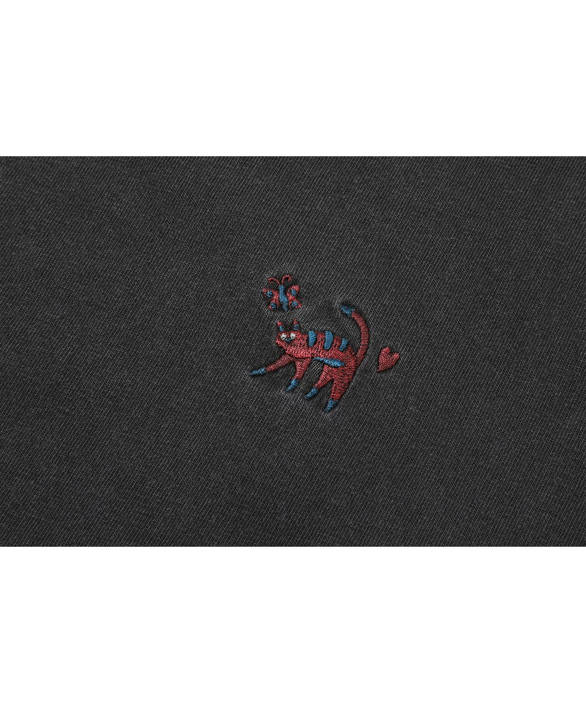꼼파뇨(CPGN STUDIO) 캣 스티치 피그먼트 반팔티 스모크블랙