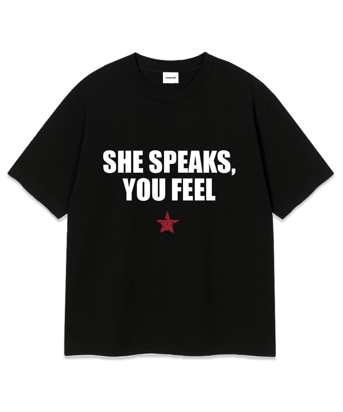 랜덤오프(RANDOMOFF) SHE LETTERING OVER FIT T-HISRT (3color)