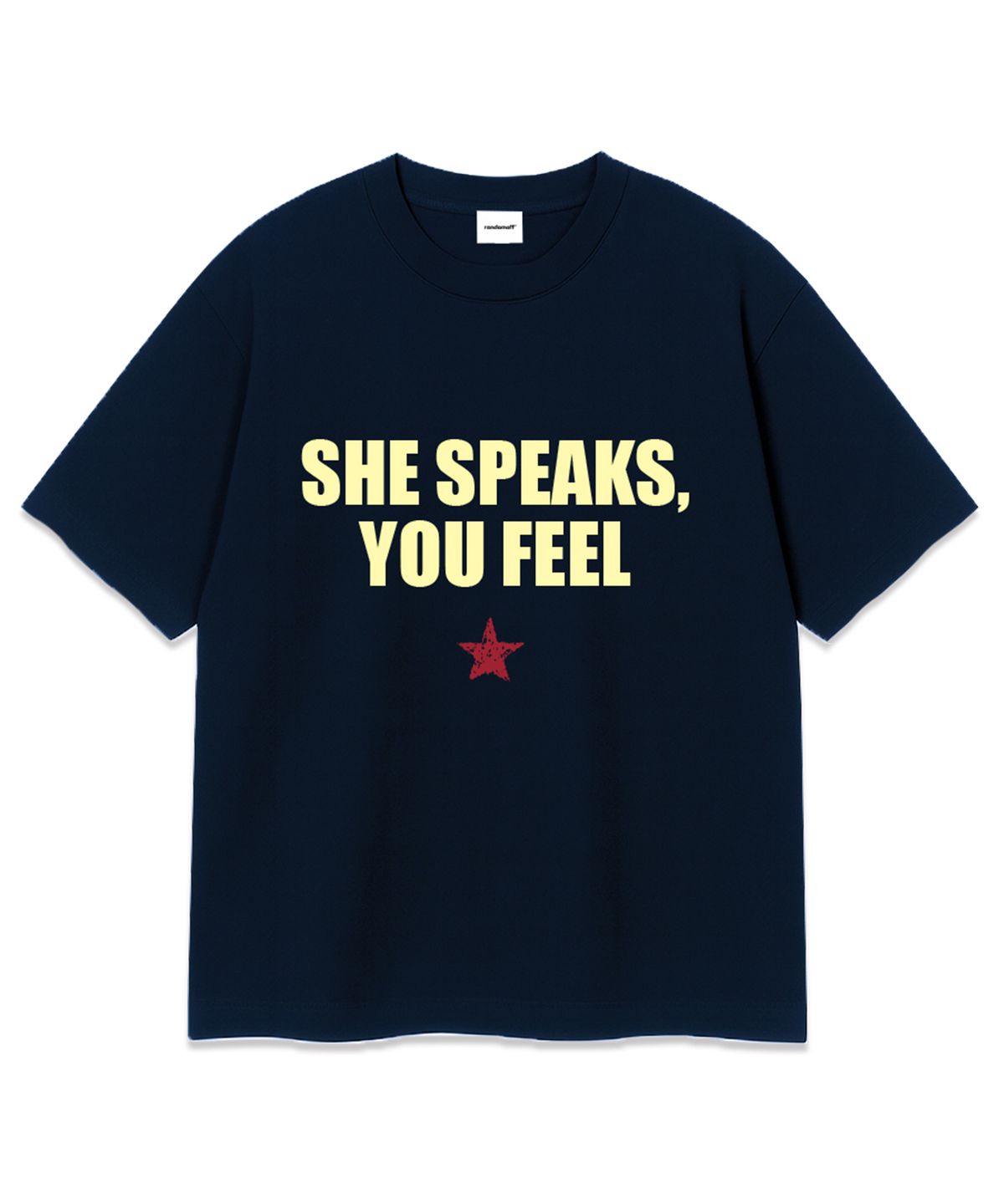 랜덤오프(RANDOMOFF) SHE LETTERING OVER FIT T-HISRT (3color)