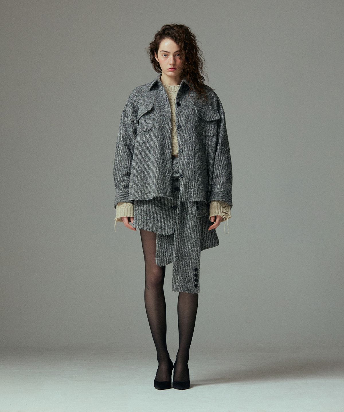 므아므(MMAM) Tweed half wool coat