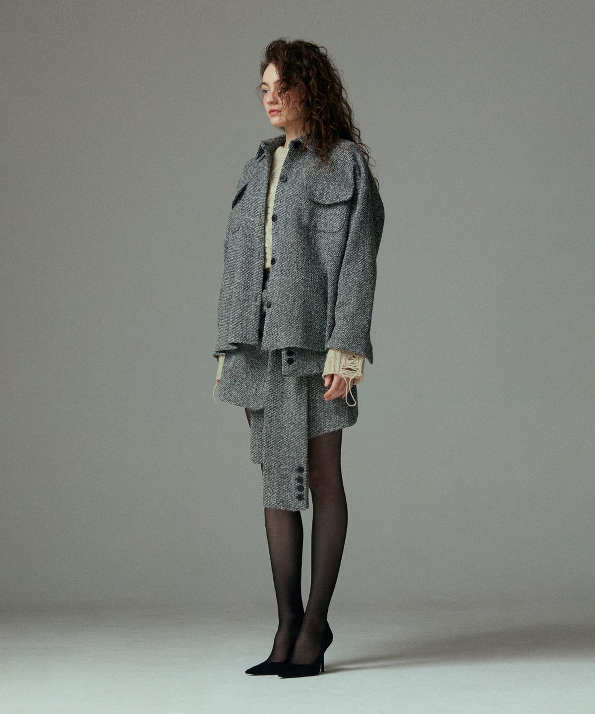 므아므(MMAM) Tweed half wool coat